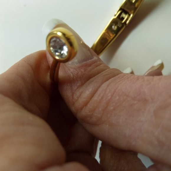 Kate Spade New Black Spade and Rhinestone Open Hinged Cuff Bracelet - Picture 5 of 6